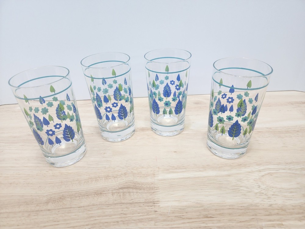 Lot of 4 1960s Marcrest Swiss Alpine Chalet Drinking Juice Glasses MCM 4 3/4″