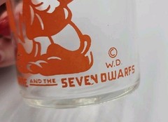 VTG Disney Sleepy Dwarf Orange Deco Clear Highball Glass Snow White and Seven