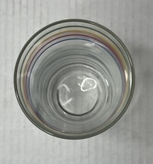 4 Vintage Ring Ding Red Blue Green Yellow Stripe 5 1/2″ Glass Tumblers