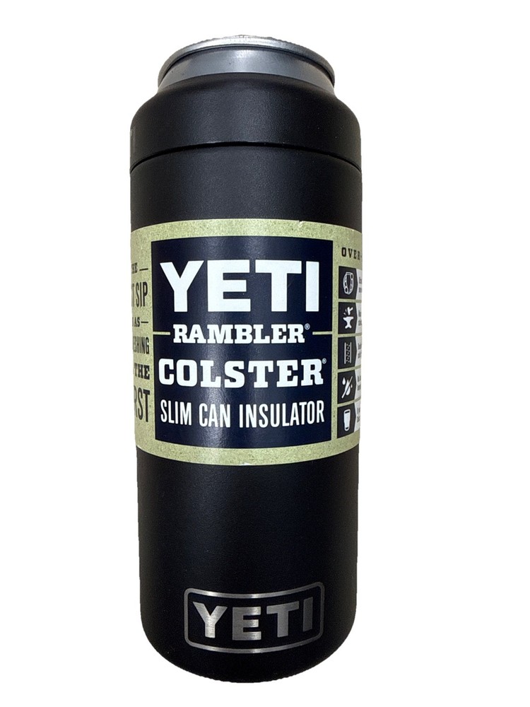 YETI Rambler Colster 12 oz Slim Can Cooler Insulator – Black NEW With Insert