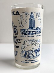 VTG 1950s Hazel-Atlas Glass Tumbler Navy/White NEBRASKA ≈ 5″ tall Great Cond