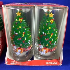1980 NEW in Box 12.5 oz Christmas Tree Glasses Set 8 Anchor Beverage Ware 752