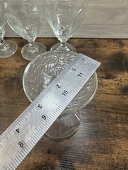 Vintage Clear Paneled Water Goblets Set of 3 Textured Stem Glasses