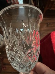 Crystal Water goblets 7.5 Inches Tall. Beautiful Etching. Heavy Glass. Set Of 2