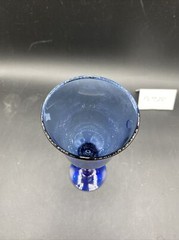 Vintage Cobalt Blue Hand Blown Long Stem Wine Glasses 7 3/4” Tall