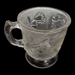 EAPG Campbell, Jones & Co no 125 Rose In Snow Clear Glass Remembrance Mug c 1883