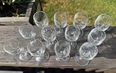 Vintage Set Of 12 Small H 3.25” Liquor/ Cordial Glasses