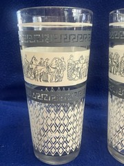 Qty 3 – Vintage Jeanette Glass Patrician Tumblers, Blue and White, 1950s