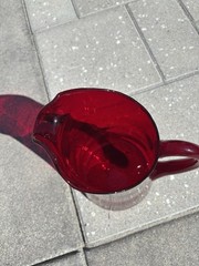 Swedish MCM ruby glass pitcher & 7tumblers,by Monica Bratt for Reijmyre Glasbruk
