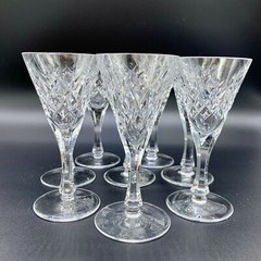 VINTAGE CUT GLASS OR CRYSTAL VODKA GOBLET CONUS SHAPE SET 8 STEMWARE DRINKWARE