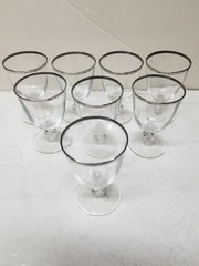 8 VTG MCM LIBBEY WATER PLATINUM RIM #3003-15 GOBLETS 5 3/8″