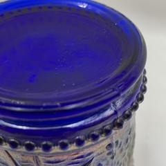 Vintage Blue Dugan Carnival Glass Stork & Rushes Pattern 4″ Tumbler