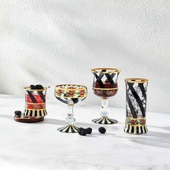 Mackenzie-Childs Maypole Wine Glass Black 7in 16oz New