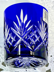 Ajka Cut to Clear Glass Faberge Odessa Set of 4 Whiskey Tumblers Old Fashioned