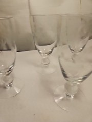 5 Mid Century Etched 6″ Stem Iced Tea/Water Glass Goblet