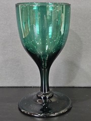 Antique Bristol Green William IV Stemmed Wine Glass w/ Pontil & Knob at Join