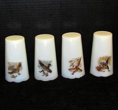 Fire King, Vintage Milk Glass Tumblers Game Birds set of 4