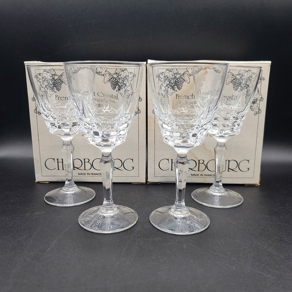 4 Vtg WM Dalton Cherbourg Crystal NO. 2 Wine Goblets Cristal d’Arques France