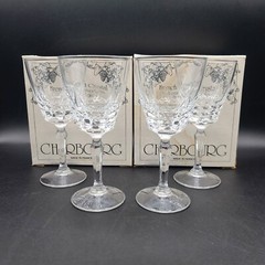 4 Vtg WM Dalton Cherbourg Crystal NO. 2 Wine Goblets Cristal d’Arques France