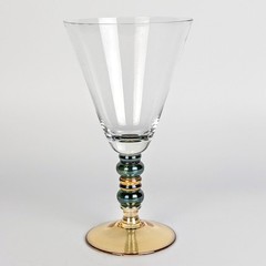 Pottery Barn Gold Ball and Green-Tinted Stem Wine/Champagne Glass