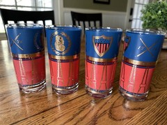 Vintage 1776 Bicentennial Patriotic 12 oz Glass Tumblers CERA USA 22K Gold Set/4