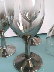 Vintage Silver Fade Glasses Barware Ombre Cocktail Wine Cordial France Set Of 4