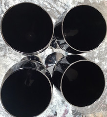 Vintage Mikasa Crystal Black Elegance Champagne & Wine Glasses Set of 10