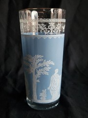 Hellenic Blue 16 oz Flat Tumbler by Jeannette • 6½» Tall Vintage