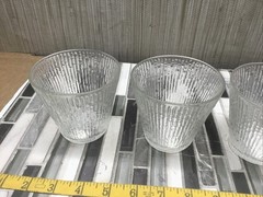 Jeannette Finlandia Cracked Ice Tree Bark Rocks Tumbler glass Vintage Set Of 4