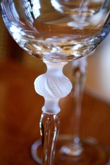 Vtg Set 4 SASAKI ISABELLE Crystal Water Goblets FROSTED CUT LEAF BALL STEM 9 1/8