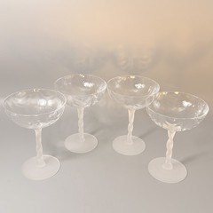 Crystal Clear Poland Valerie Frosted Optic Swirl Cocktail Coupe Glasses 4/ 5.25”