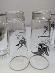 Sportsman Federal Glass Game Bird 12oz Tumblers Set of 8 Silver Top MCM Barware
