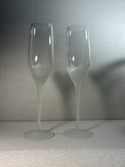 Crystal Clear Long Stem Frosted Flower Champagne Flute Drinking Glass Barware