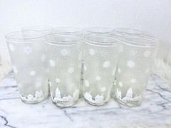Vintage Culver Ltd Highball Glasses Tumbler Frosted Snow Winter Xmas Village – 8
