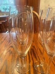 Clear Glass Fluted Classic Champagne Glasses Set Of 4 10 Inches Tall