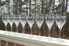 ( 8 ) Mikasa Crystal Floral / Frosted Leaves ZEPHYR / WATER / WINE Glasses / 9″
