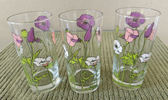 (3) Vintage Culver Purple, Pink & White Poppy Tumblers Signed
