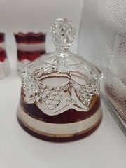 Antique Duncan & Miller Ruby Frosted Tumbler Cream Pitcher Dish Cover 4 Pieces