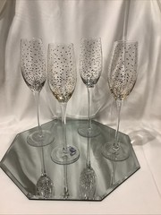 Mikasa Silver & Gold Confetti 9.75” Toasting Champagne Flutes – Set of 4