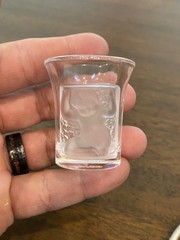 BEAUTIFUL LALIQUE Crystal «LES ENFANTS» Cherub Shot Glass SIGNED 1.75″H FRANCE