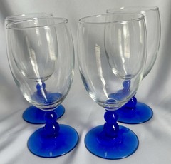 Vintage Libbey Metropolis Mediterranean Blue Iced Tea Glasses Set of 4
