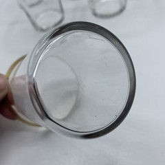 Vintage CAMBRIDGE Wedding Band Clear w/Gold Trim Juice Glasses Set of 8 /hge