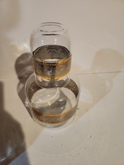 Vintage Bedside Pitcher Tumble Up with Glass Vintage Carafe