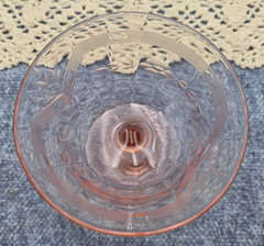Vintage Tiffin US Glass Pink Depression Modernistic Etch Champagne Coupe Glasses