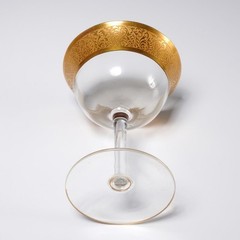 Antique Clear Gilt Gold Wine Glasses Set of 8 Tiffin Franciscan Style Vintage