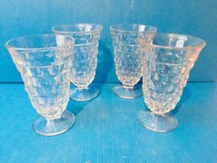 Fostoria American Clear 4 ICE TEA GLASSES Stem 2056 5 3/4″ Footed Glass Tumbler