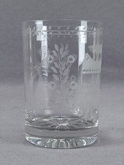 Bohemian Engraved Floral Shield & LSK Monogrammed Flint Tumbler C.1810-1830