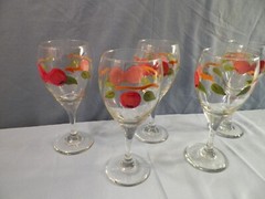 Set of 5 Franciscan Apple Pattern Water Goblets 7 3/8″ Tall
