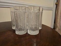 RALPH LAUREN CRYSTAL HERRINGBONE ICE TEA GLASSES MARKED SET OF 5