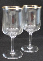 Lenox Crystal INTRIGUE (Gold Trim) 2 Wine Glasses GREAT CONDITION